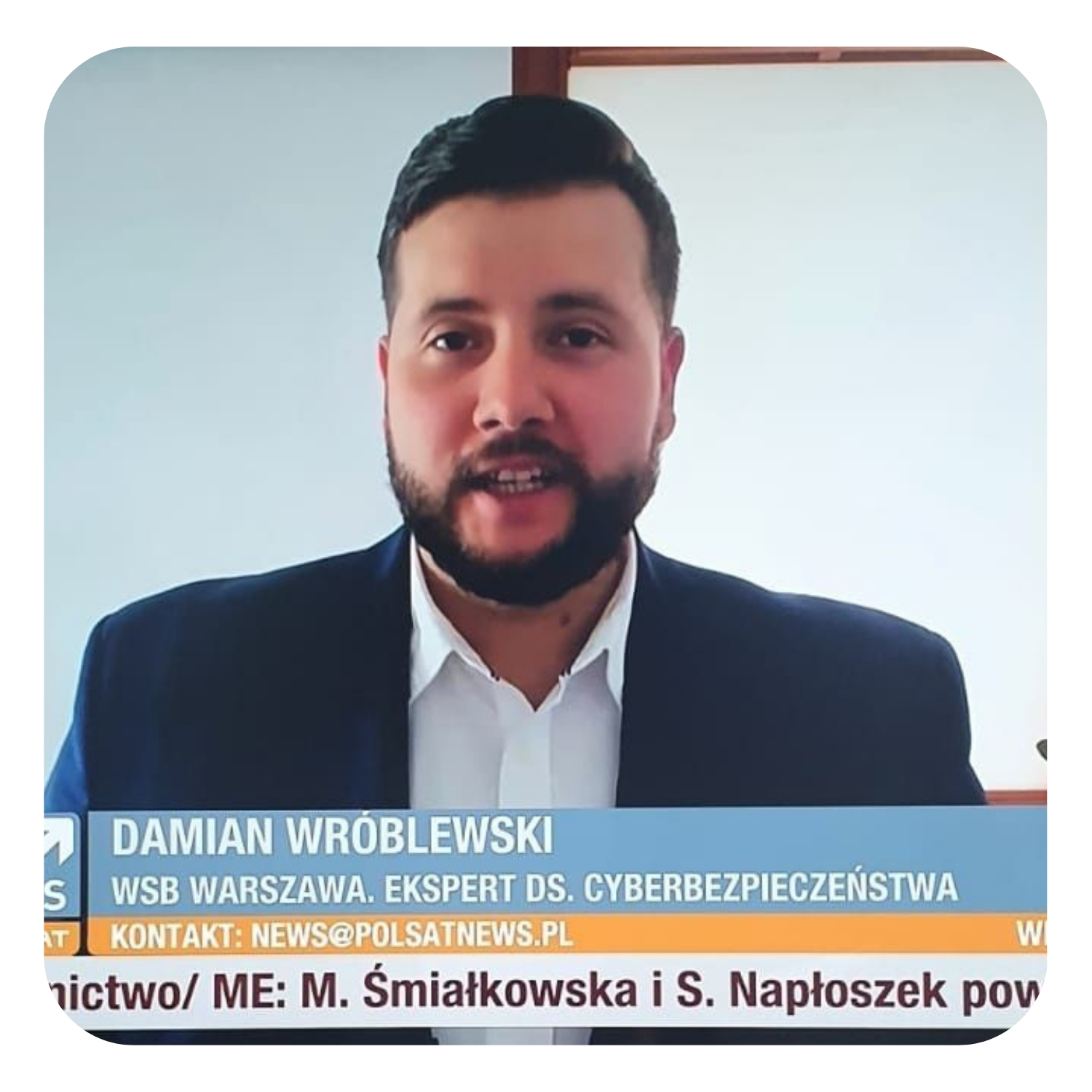 TV appearance — Damian Wróblewski as a cybersecurity expert