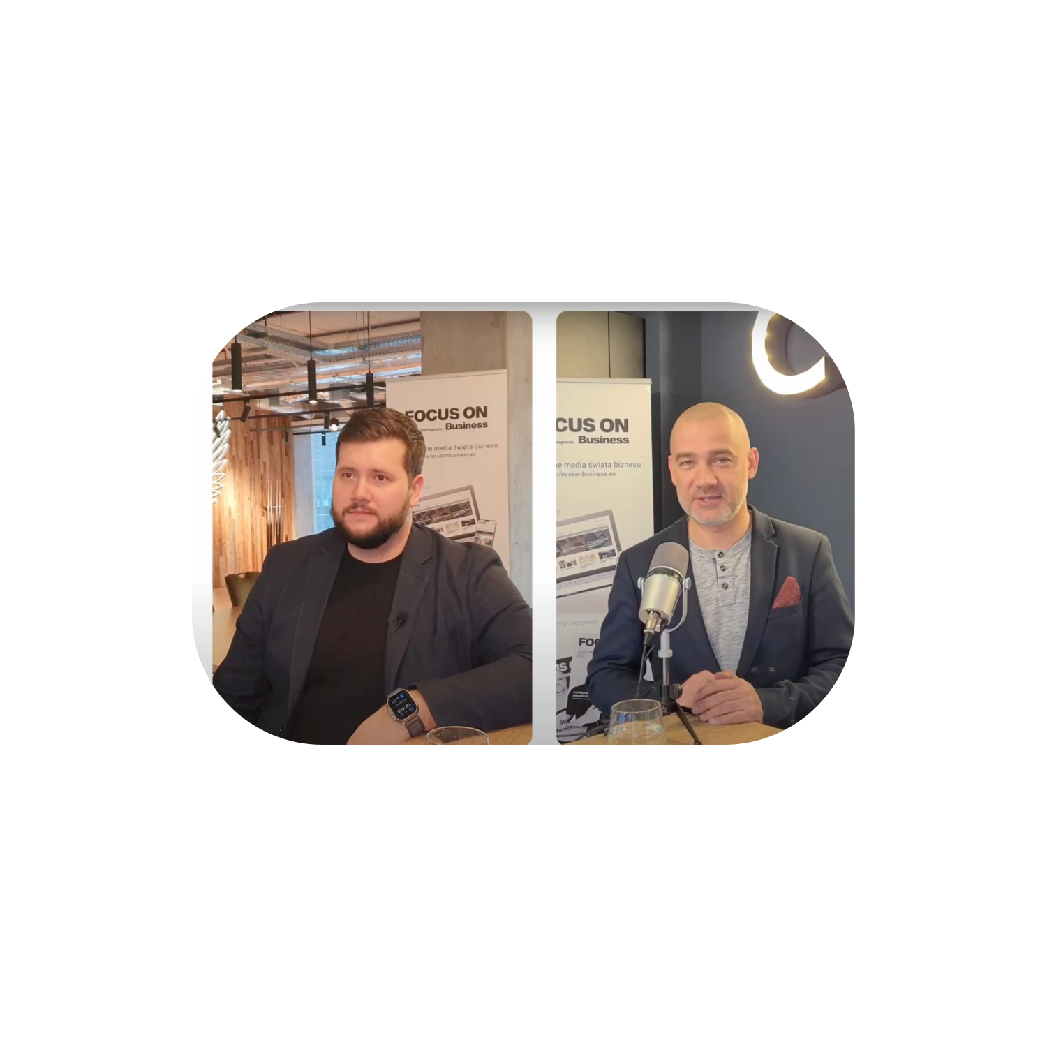 Interview showing both presenter and guest