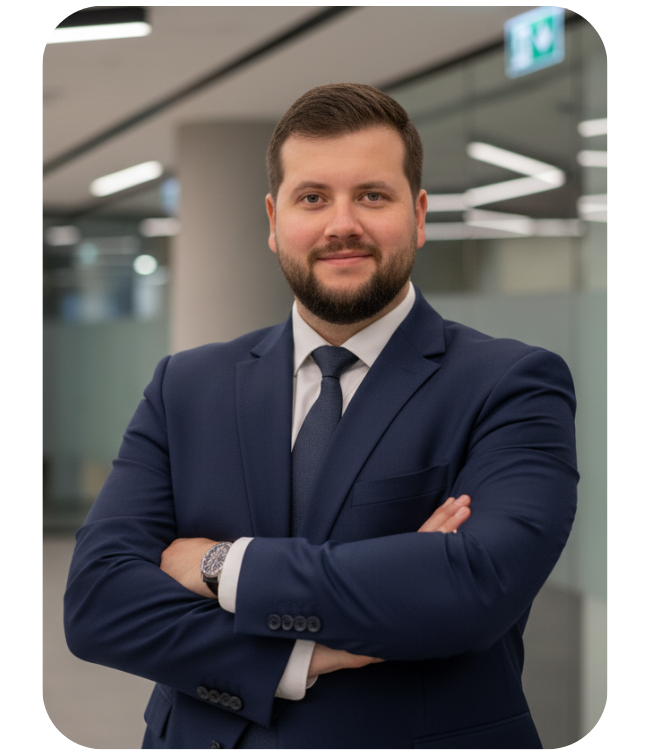 Damian Wróblewski in a suit – business portrait