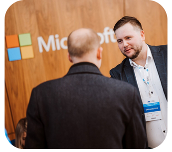 Handshake with Microsoft logo
